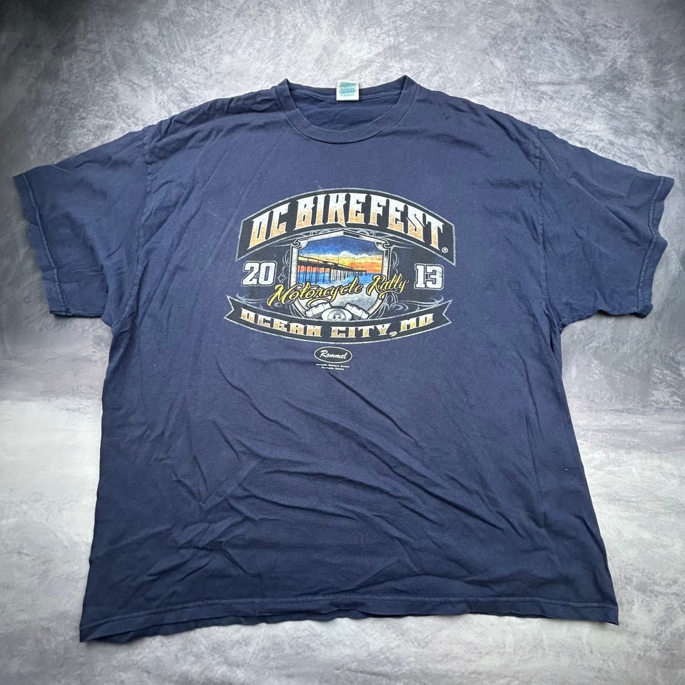 Vintage 2013 OC Bikefest Motorcycle Rally T-Shirt Mens 2XL Navy Blue Boxy Fit - Picture 2 of 7